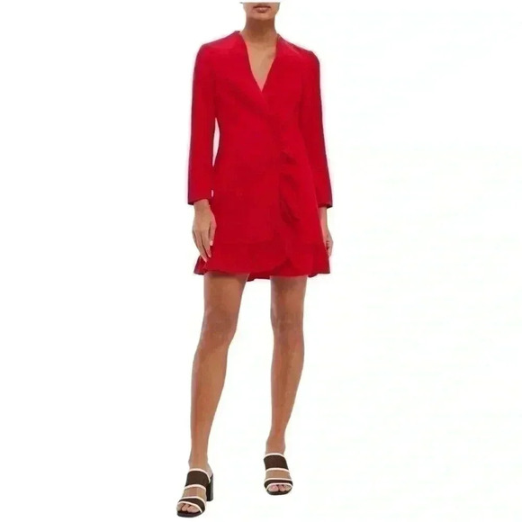 Topshop Blazer Dress Ruffle Edge Long Sleeve
Mini Red Size 4 NWOT - Picture 16 of 16